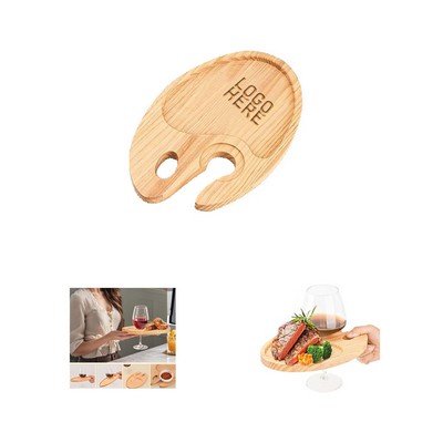 Wooden Wine And Snack Tray