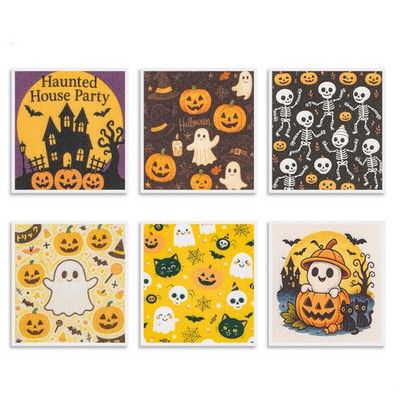 6.7" x 7.5" Custom Halloween Cellulose Sponge Cloths Cleaning Rag
